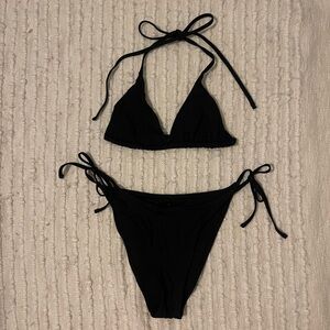 Everlane Black Triangle Tie-Side Bikini